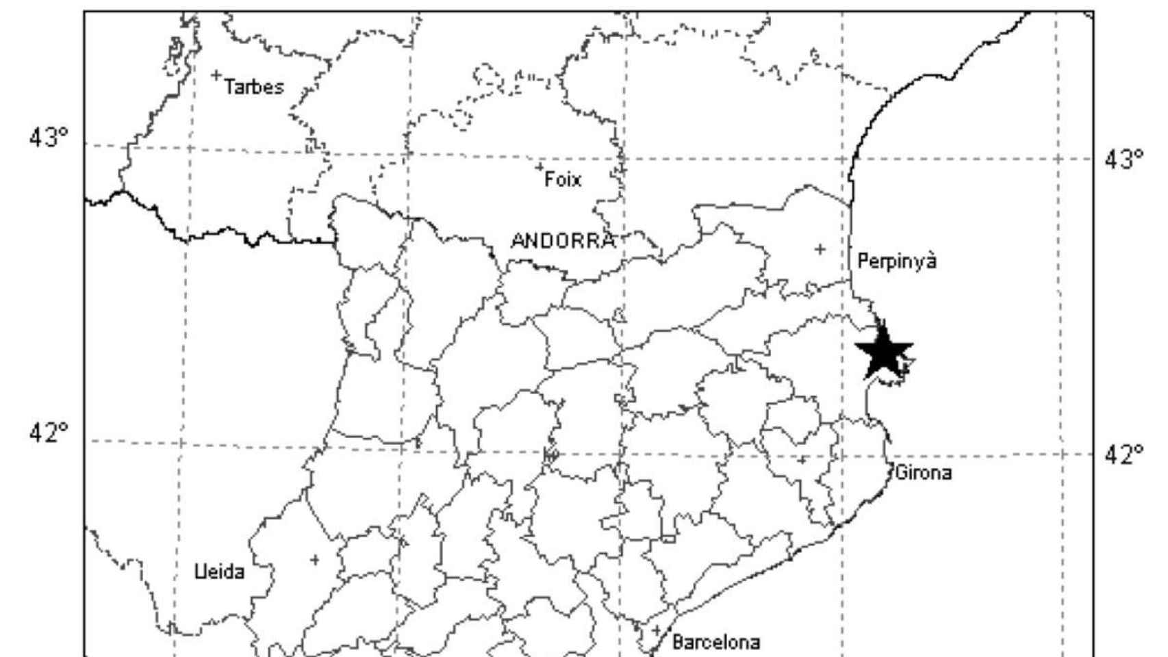 El epicentro del terremoto se ha situado entre Llançà y Port de la Selva / ICGC