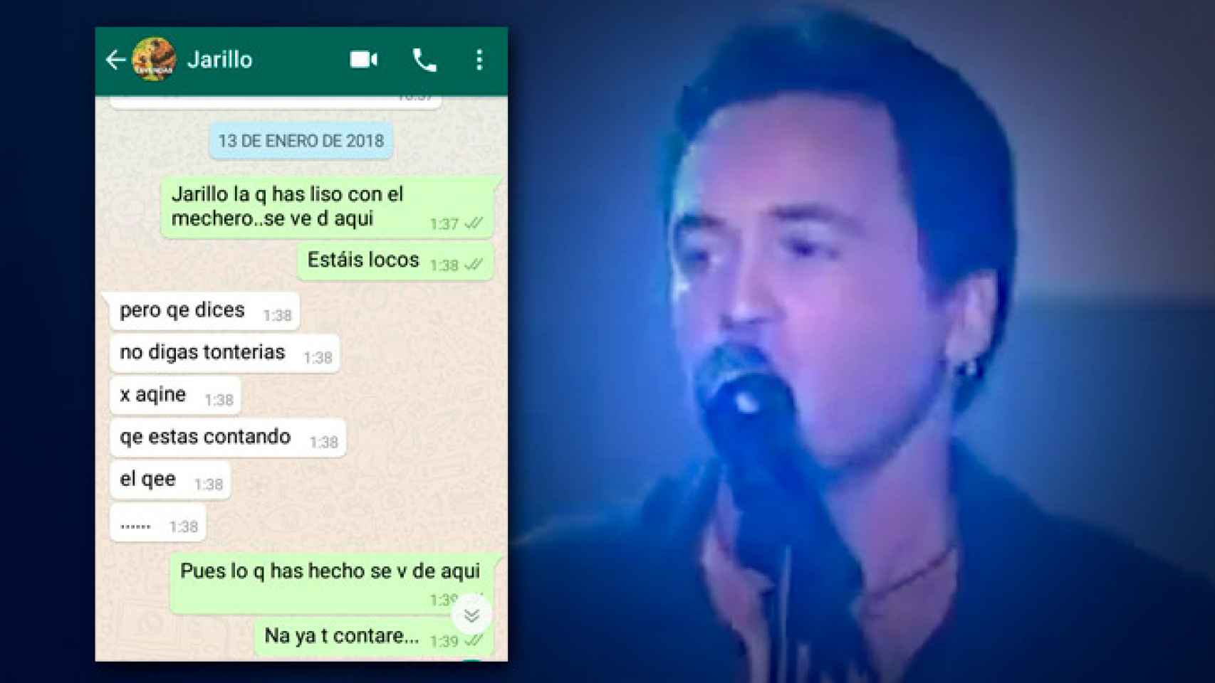 Whatsapp entre Camarón y Jaro en que el hablan del incendio a la cabaña de Juan Pita, su asesinato / CG