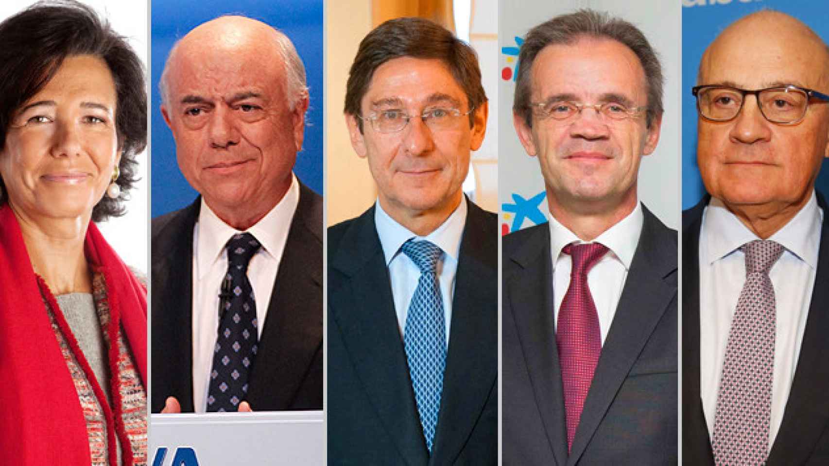Ana Botín, Francisco González, José Ignacio Goirigolzarri, Jordi Gual y Josep Oliu / CG