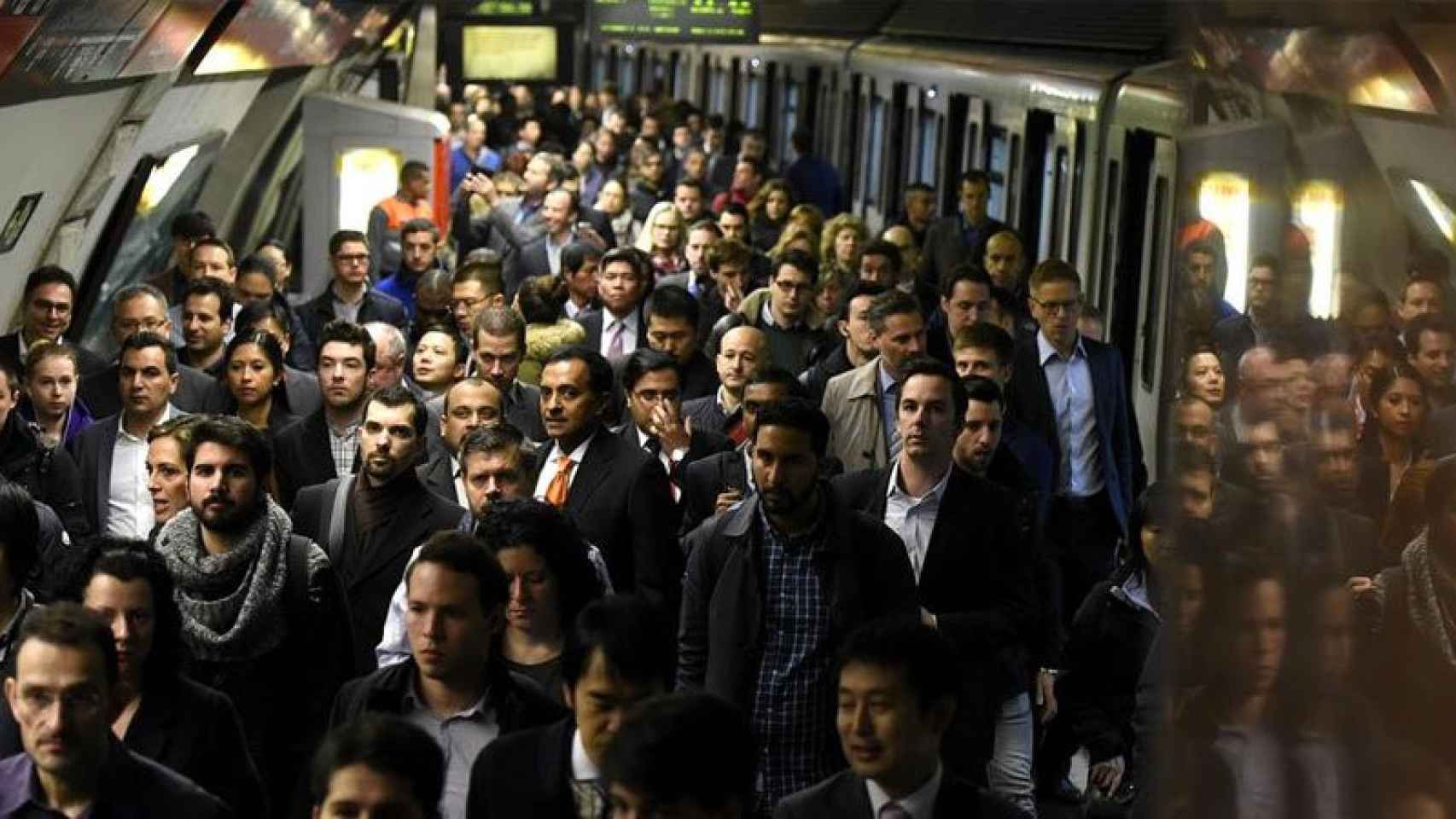 El Metro de Barcelona durante la jornada de huelga que se convocó en febrero, cuando se celebraba el Mobile World Congress en la ciudad.