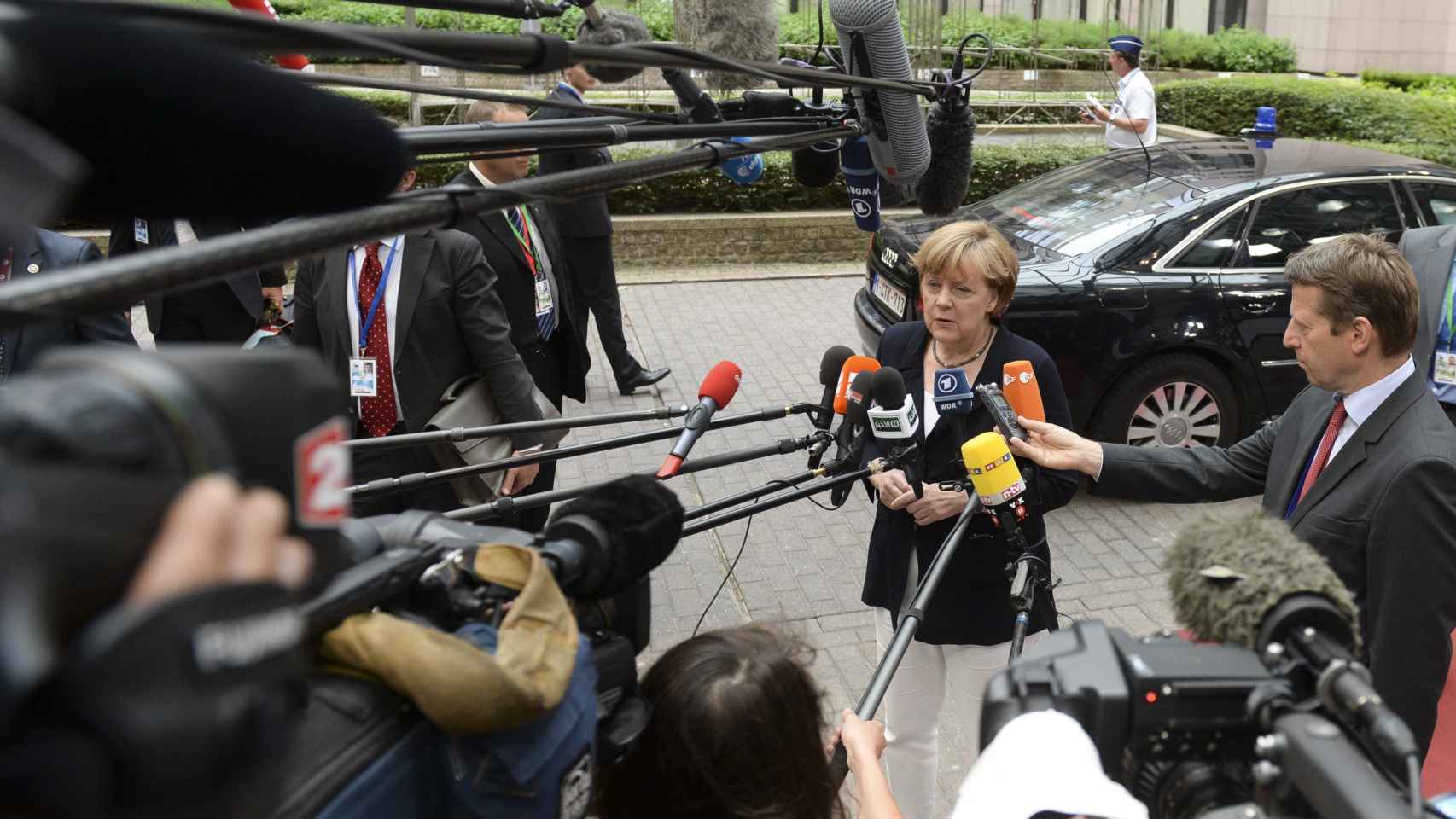 Angela Merkel a su llegada a la cumbre de jefes de Gobierno de la UE que se desarrolla en Bruselas