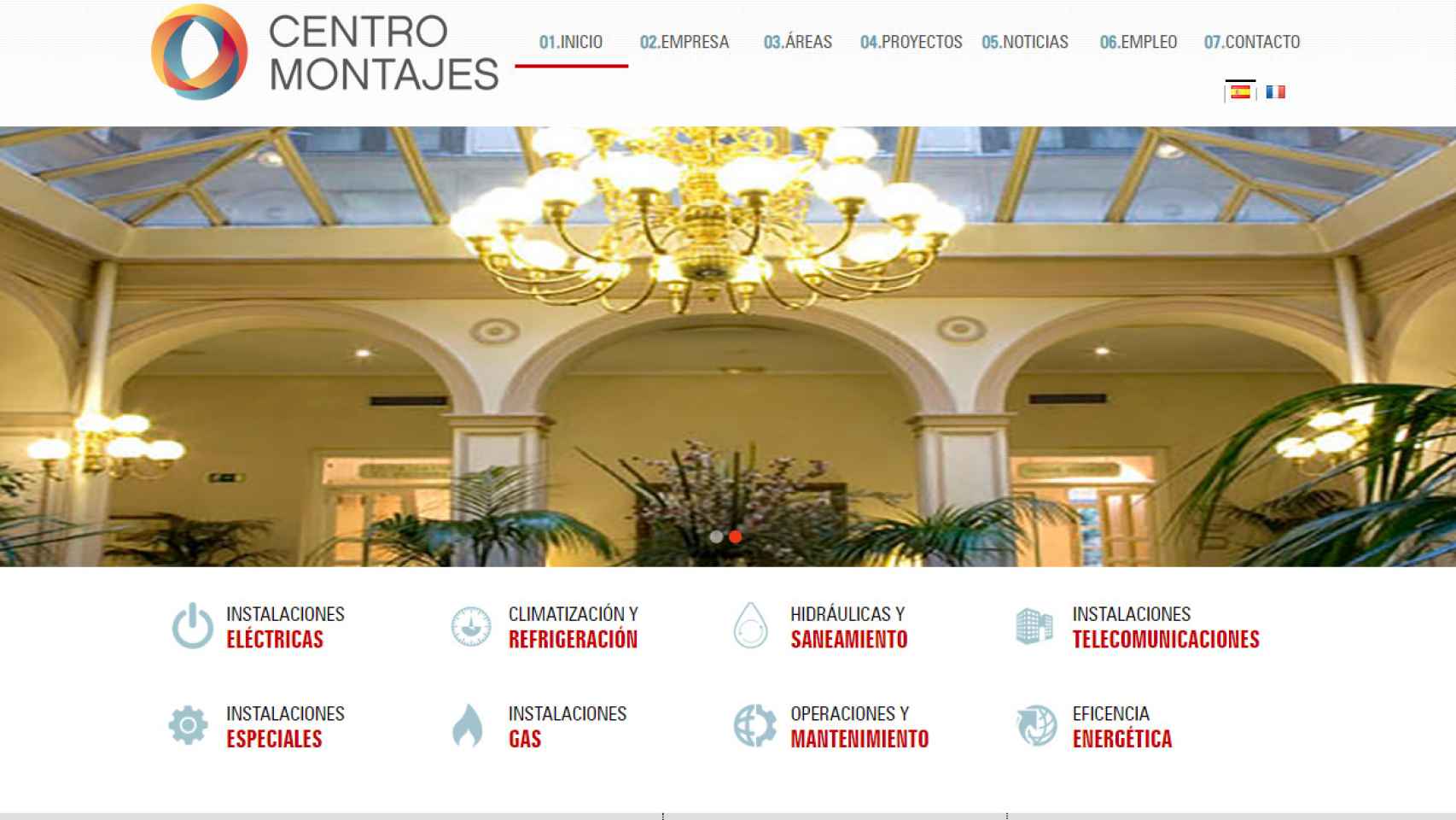 Captura de la web de Centro Montajes SA / CG