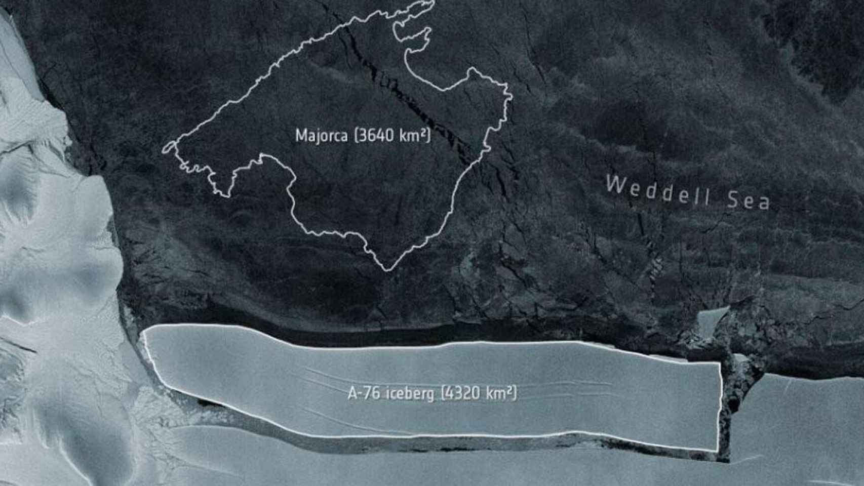 El iceberg A-76 tiene unas dimensiones mayores que las de Mallorca /EP