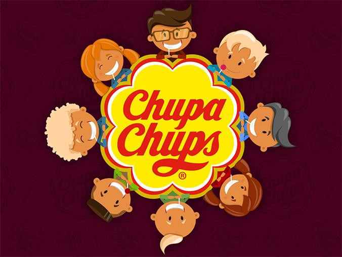 Niños alrededor del logotipo de Chupa Chups / CHUPA CHUPS