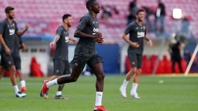 Ousmane Dembelé entrenando en Lisboa antes de Bayern de Múnich / FC Barcelona