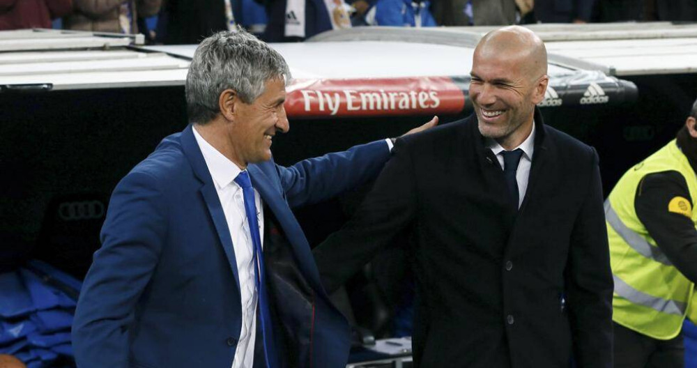 Setién y Zidane en un partido en el Bernabéu / EFE