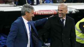 Setién y Zidane en un partido en el Bernabéu / EFE