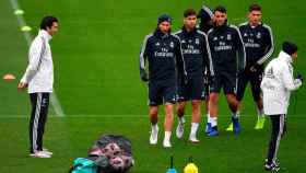 Una foto de archivo de una sesión de entrenamiento del Real Madrid con Santiago Solari al mando