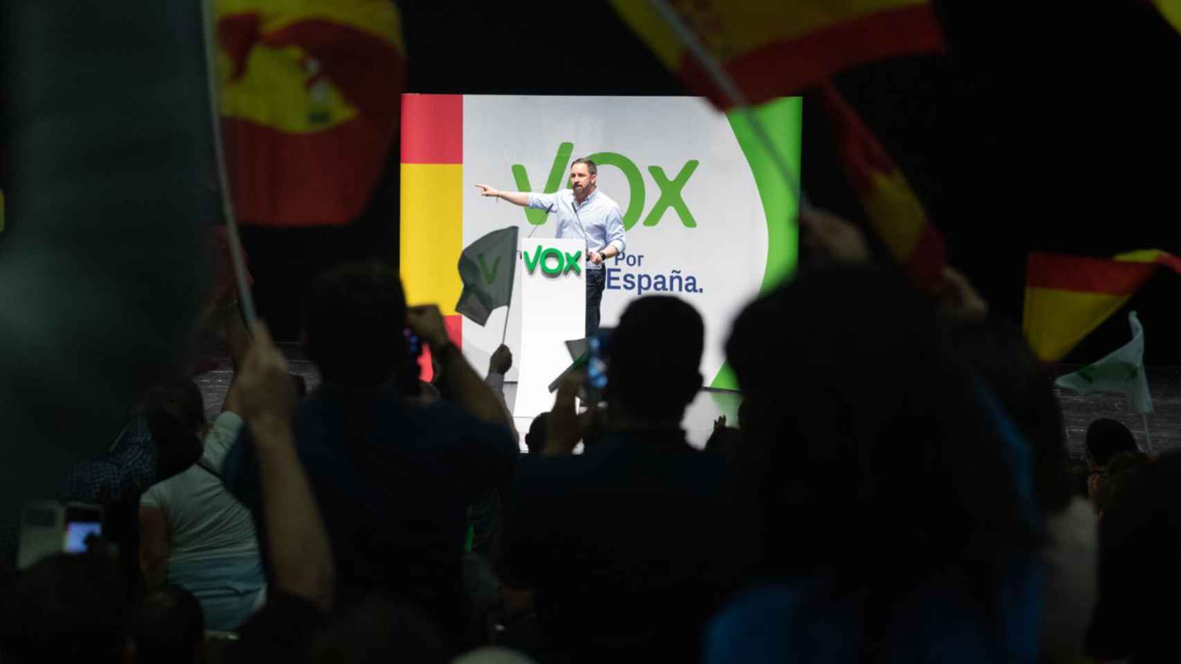 El líder de Vox, Santiago Abascal, en el mitin de Albacete / VOX