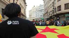 Simpatizantes de Poble Lliure durante una manifestación proindependentista en Barcelona / CG