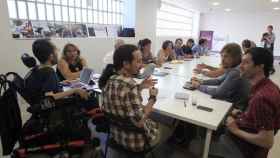 Imagen del encuentro de Podemos en Madrid, presidido por el secretario general, Pablo Iglesias