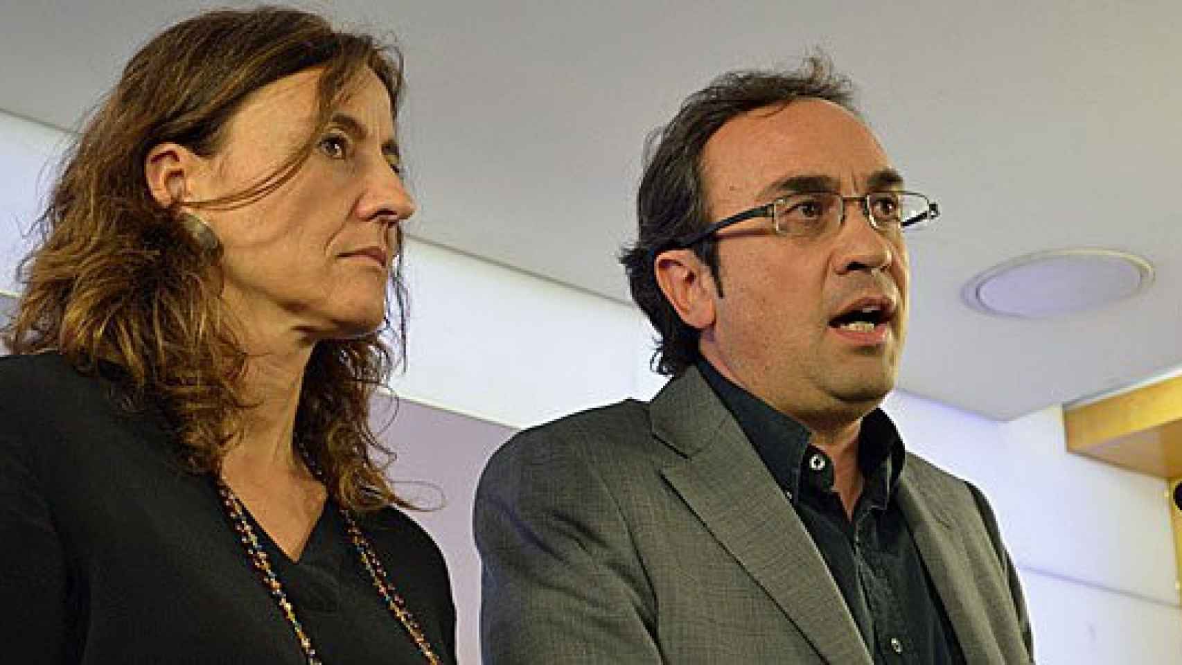 La portavoz de CDC, Carme Conesa, y el coordinador general del partido, Josep Rull