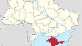 Situación de la región de Crimea (en rojo) en el mapa de Ucrania