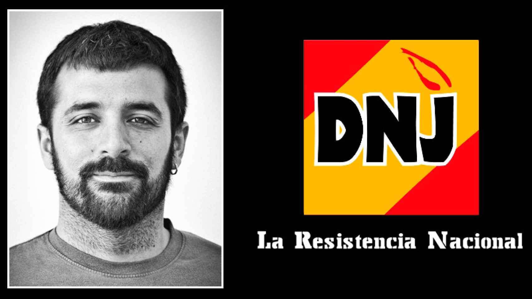 Imagen del partido Democracia Nacional Joven junto la foto de Jordi Borrás