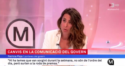 La portavoz del Govern, Patricia Plaja, durante su entrevista en TV3 / TV3