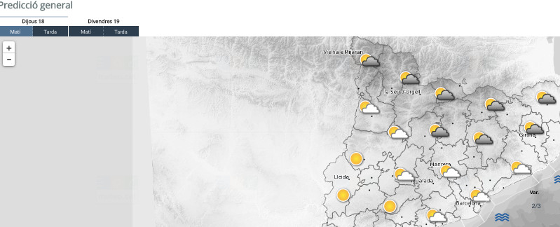 Situación meteorológica en Cataluña para la mañana de este jueves / METEOCAT