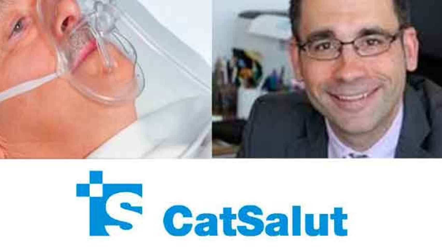 David Elvira (d), director del CatSalut, y un paciente de oxigenoterapia / FOTOMONTAJE DE CG