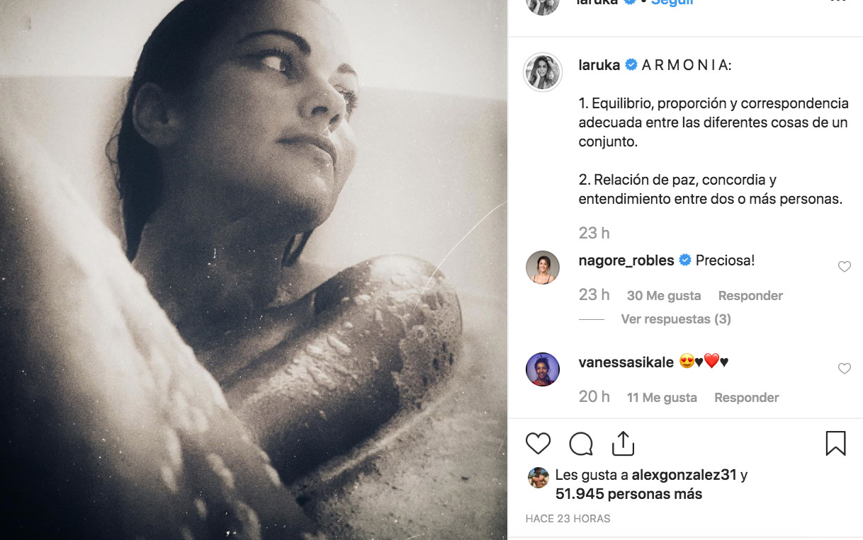 Lara Álvarez se fotografía desnuda en la bañera de su casa / INSTAGRAM
