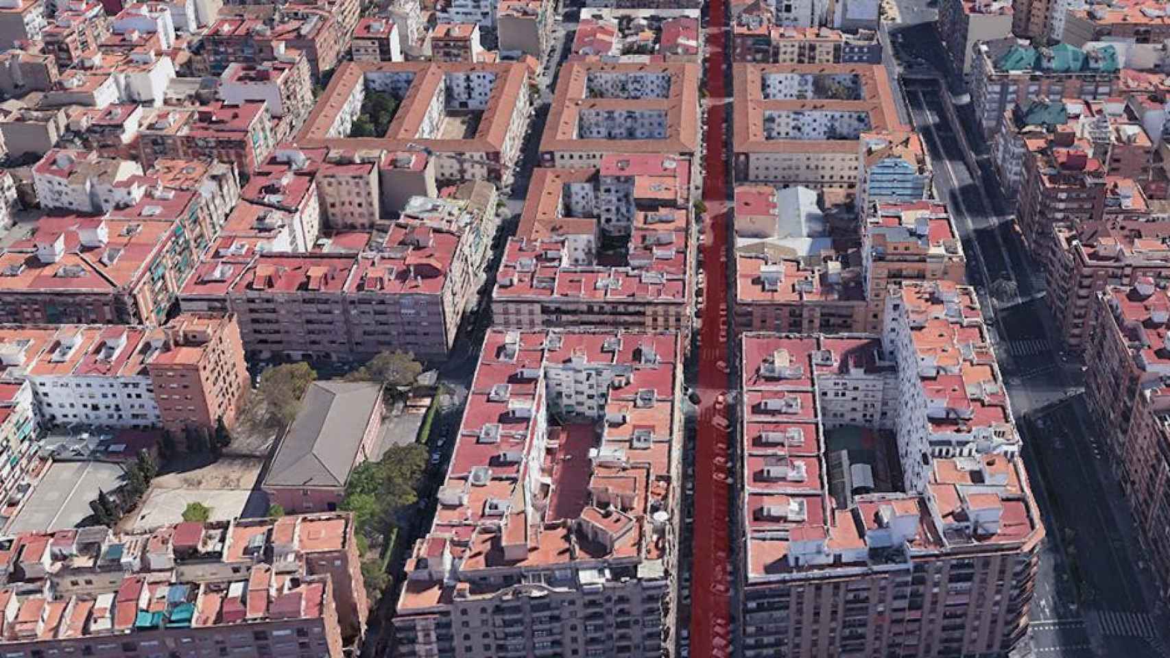 Calle Escultor Piquer, en Valencia, vista desde el aire / GOOGLE EARTH