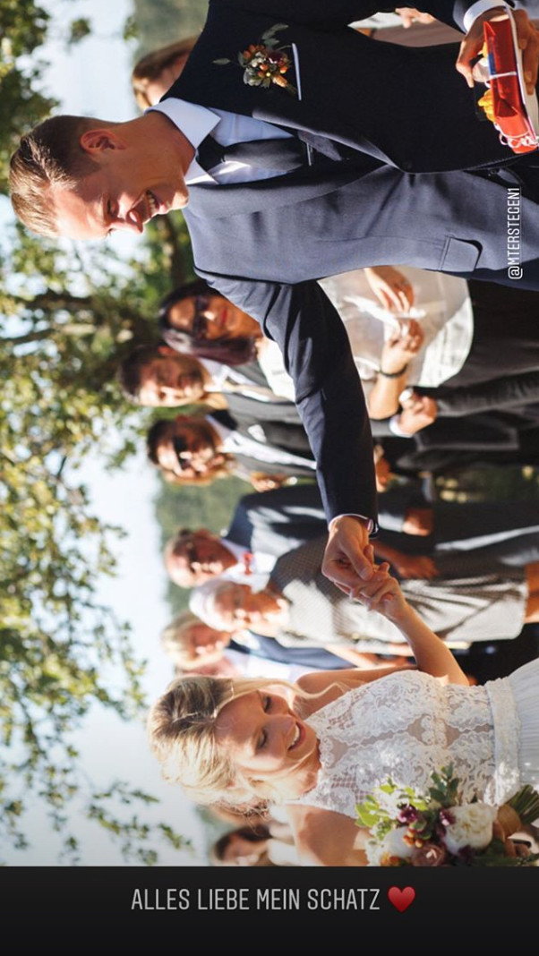 Daniela Jehlé felicita a Ter Stegen con una foto de su boda