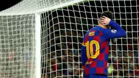 Leo Messi en el encuentro contra el Slavia de Praga / EFE
