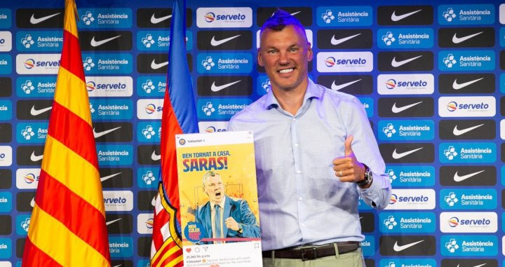 Jasikevicius en su presentación como entrenador del Barça / FCB