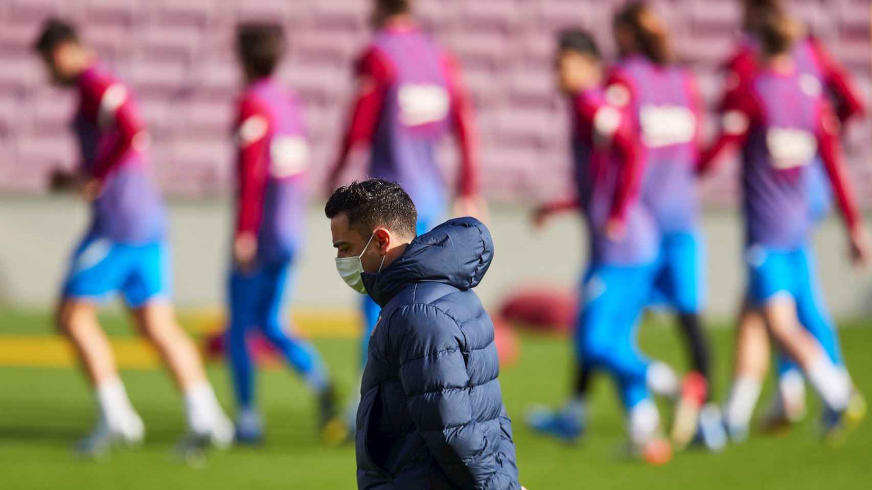 El FC Barcelona, entrenando bajo el mando de Xavi / EFE
