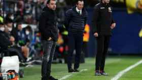 Xavi y Unai Emery, en el Villareal-Barça del sábado, tuvieron una buena bronca en el túnel de vestuarios / FCB