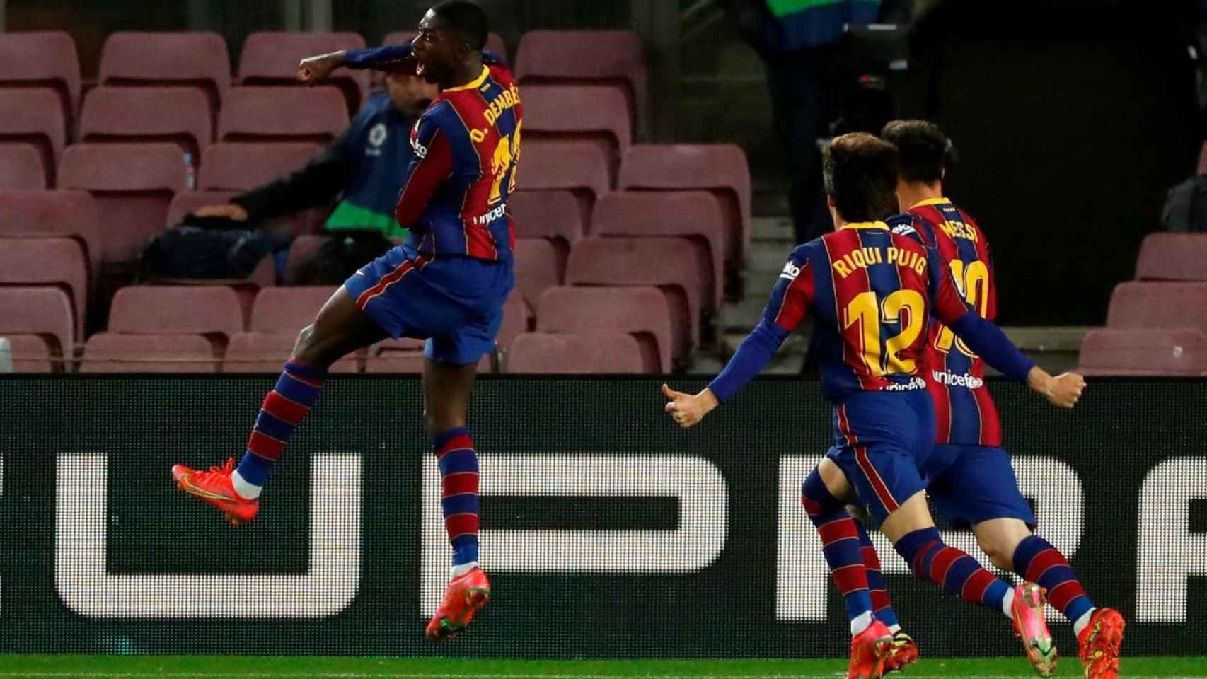 Dembelé celebra el gol contra el Valladolid / EFE