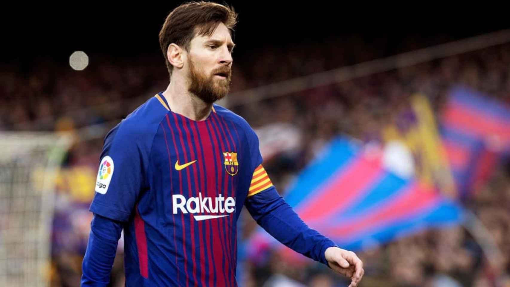 Leo Messi durante un choque con el Barcelona/ EFE