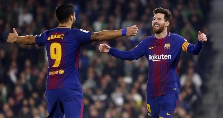 Una foto de Messi y Suárez celebrando un gol con el Barça