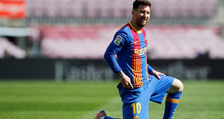 Leo Messi, lamentando el empate ante el Atlético de Madrid | EFE