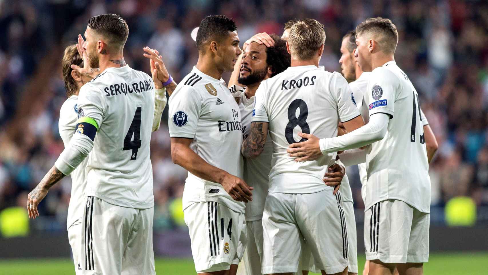 Los jugadores del Real Madrid celebran un gol / EFE