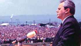 El expresidente de Serbia y Yugoslavia, Slobodan Milosevic, durante un discurso antes de la Guerra de los Balcanes / EFE