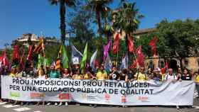 Manifestación de los sindicatos docentes en Barcelona en la última jornada convocada de huelga / EUROPA PRESS