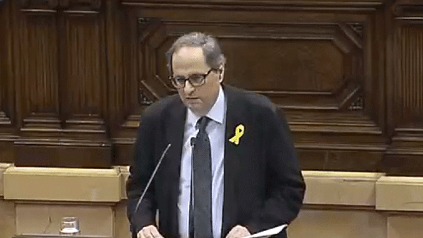 Quim Torra, presidente de la Generalitat de Cataluña, en una intervención en el Parlamento catalán / CG