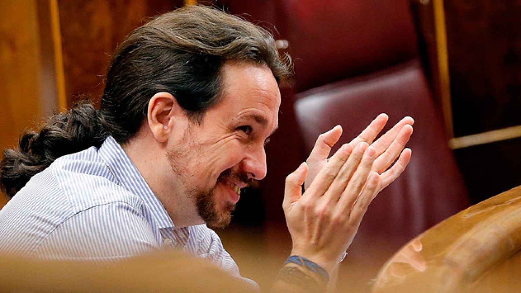 El líder de la formación Podemos, Pablo Iglesias, durante el pleno del Congreso de los Diputados / EFE