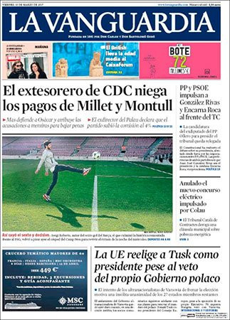 Portada de 'La Vanguardia' del 10 de marzo de 2017