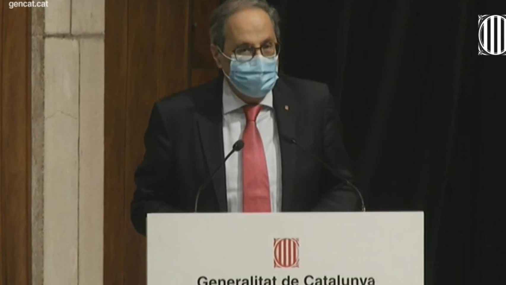 El presidente de la Generalitat, Quim Torra, tras firmar el acuerdo para reactivar la economía catalana / EUROPA PRESS