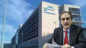 Valeriano Gómez con una imagen del Hospital de La Ribera de Alzira / CONSALUD