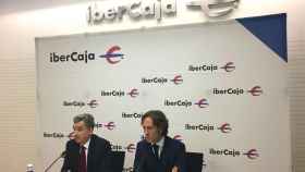 El consejero delegado de Ibercaja, Víctor Iglesias Ruiz, y el director terriotrial de Cataluña, Jaime Rebull, anuncia la expansión en Cataluña / CG