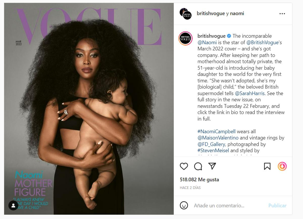 Publicación en Instagram de Naomi Campbell con su hija /REDES