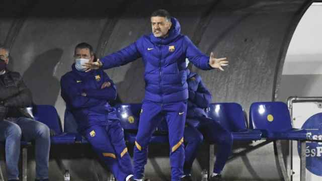 García Pimienta dirigiendo al Barça B contra el Prat / FCB