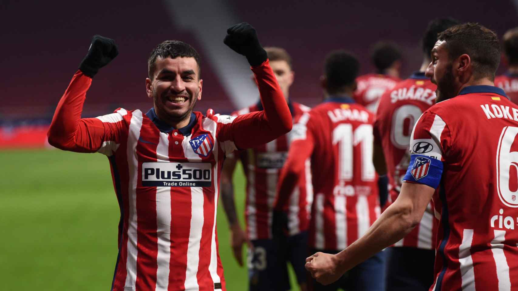Los jugadores del Atlético, celebrando un gol ante el Sevilla | EFE