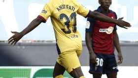 Una foto de Ansu Fati celebrando su gol ante el Osasuna / EFE