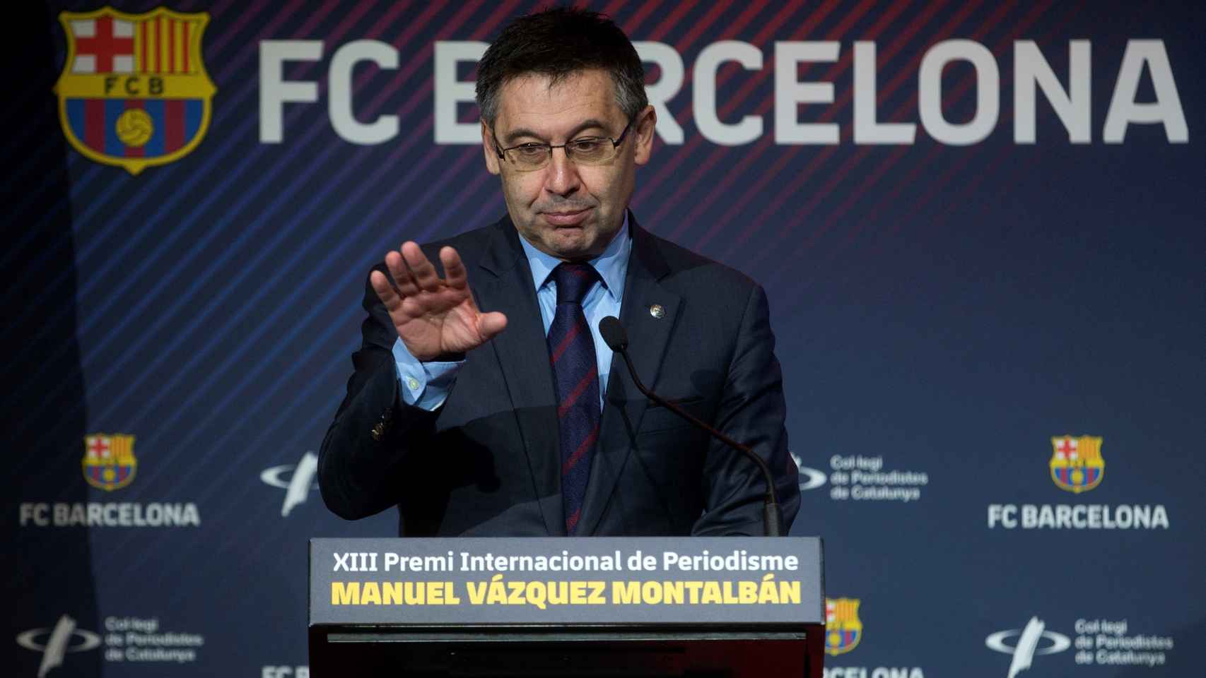 Josep Maria Bartomeu, presidente del Barça, durante su intervención en la entrega del XIII Premio Internacional de Periodismo Manuel Vázquez Montalbán / EFE