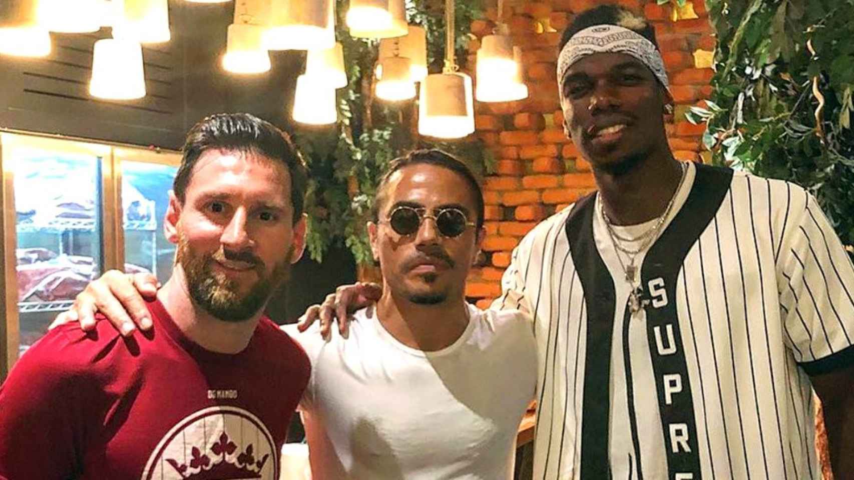 Leo Messi, el chef Salt Bae y Paul Pogba en Dubái / INSTAGRAM
