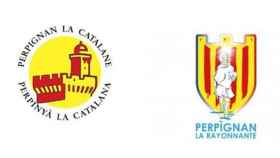 Los logos de Perpiñán antes (i) y después (d)