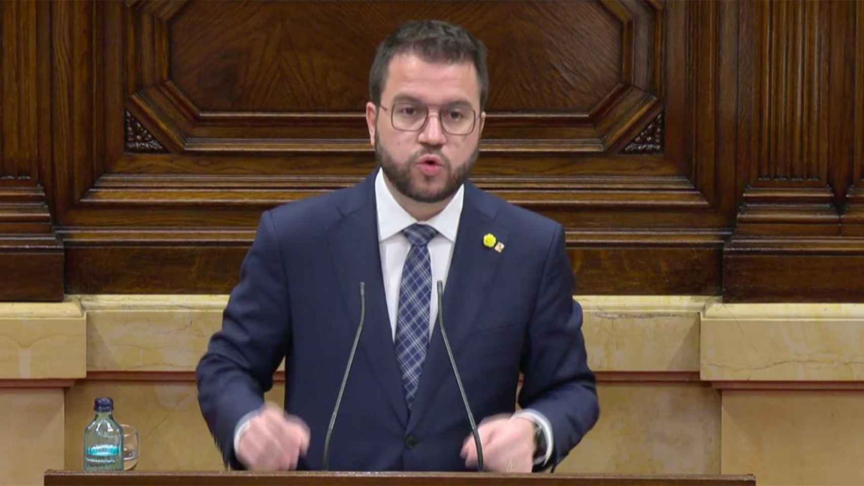 El vicepresidente y dirigente de ERC Pere Aragonès, en el Parlament