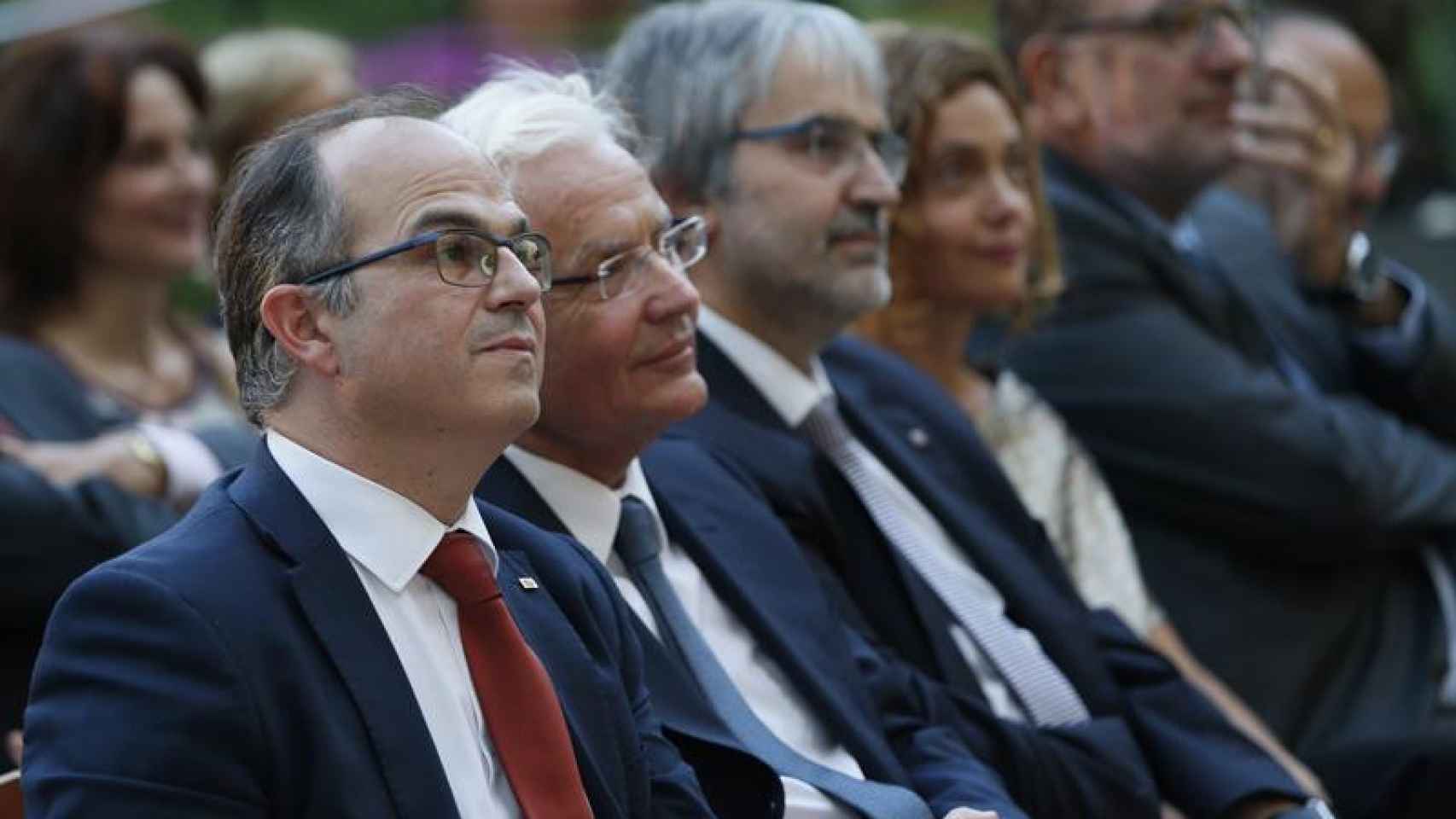 El conseller de Presidencia y portavoz de la Generalitat, Jordi Turull, junto al secretario general de Presidencia, Joaquim Nin, preside los actos conmemorativos de la Diada en Madrid